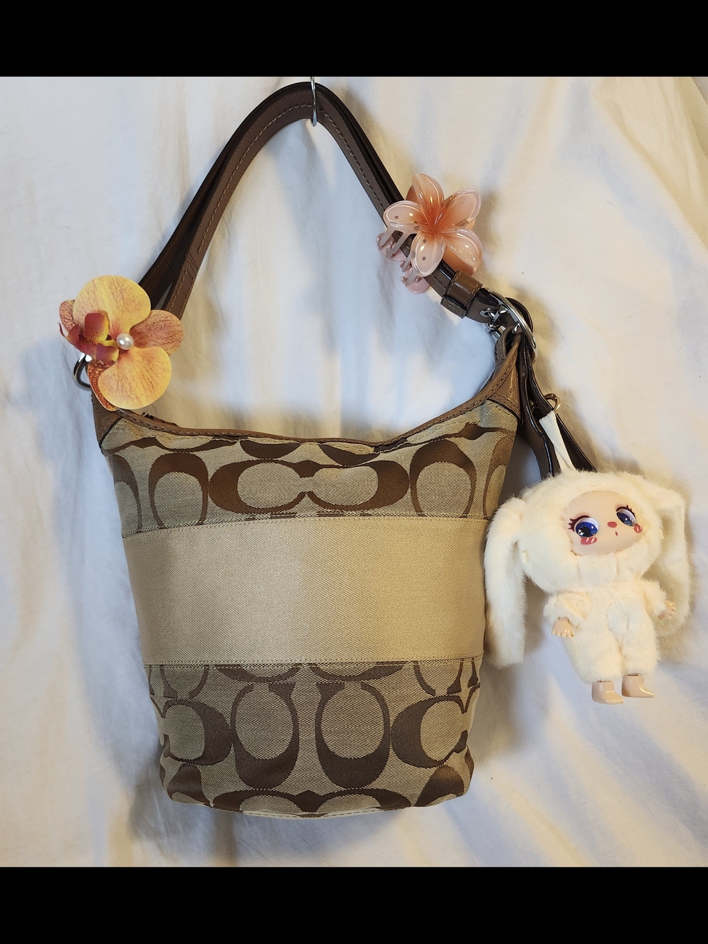 Vintage Coach Signature Canvas Brown & Tan Hobo Bag